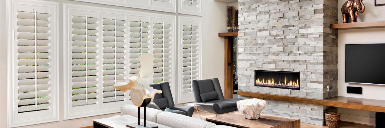Plantation shutters in a Cleveland living room