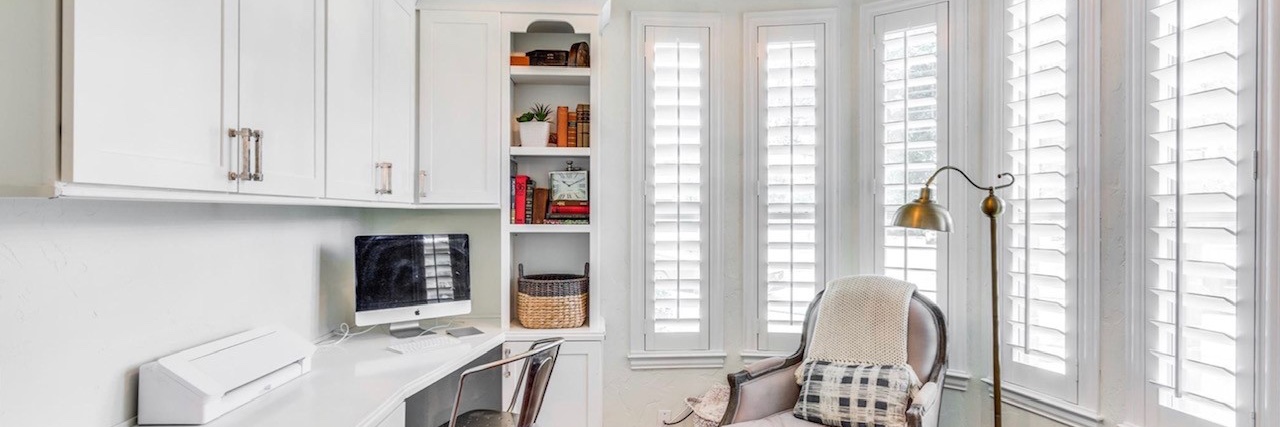 Plantation shutters in a craftroom