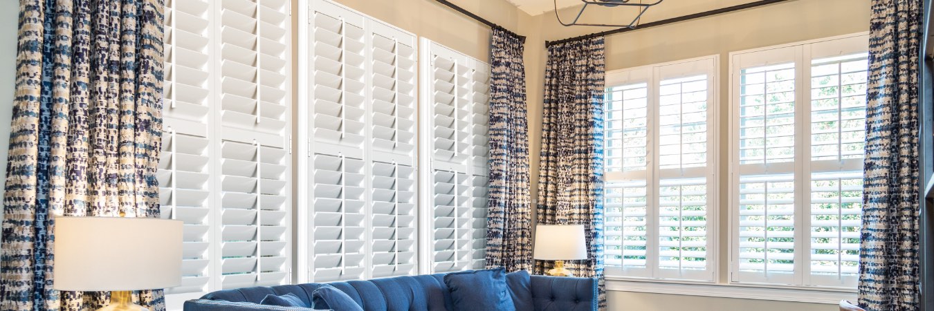 Interior shutters in Pepper Pick living room