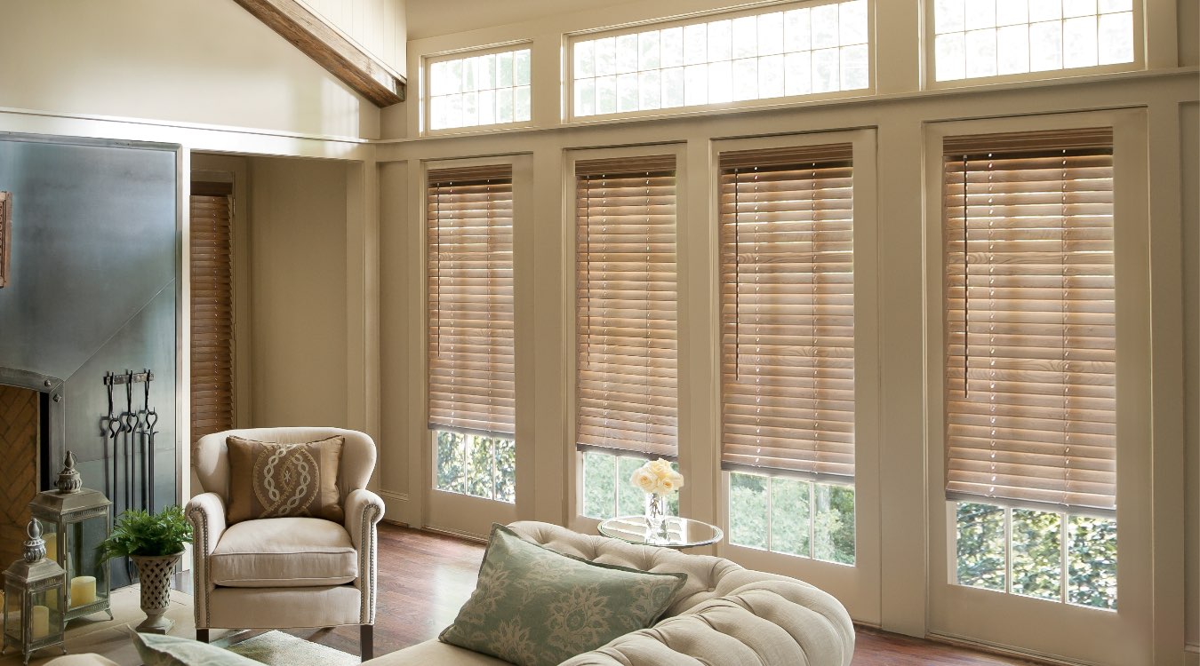 Hardwood blinds in living room