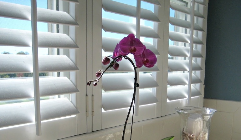 Plantation shutters are constructed with recyclable wood substitutes. Faux wood plantation shutters in Cleveland