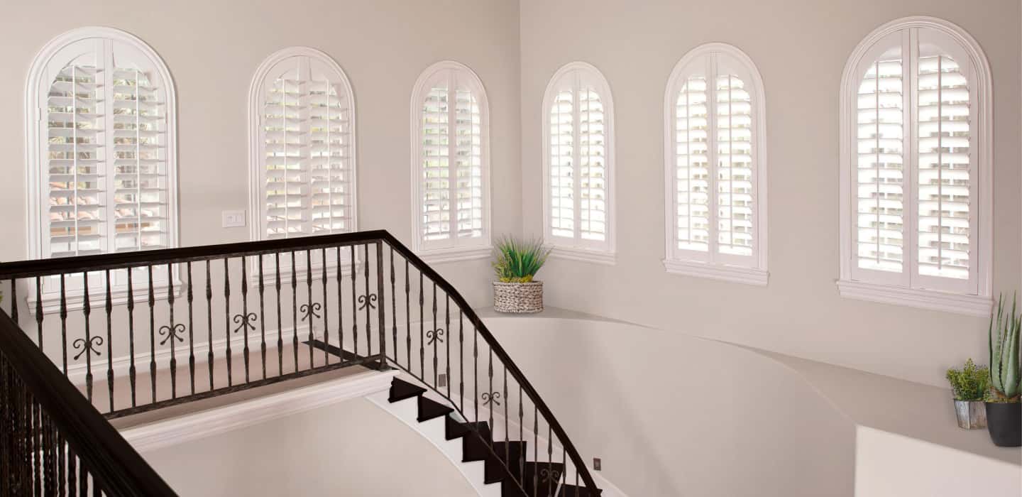 Custom-fitted treatments cover your entire window and smoothly open and close. Arched Plantation Shutters