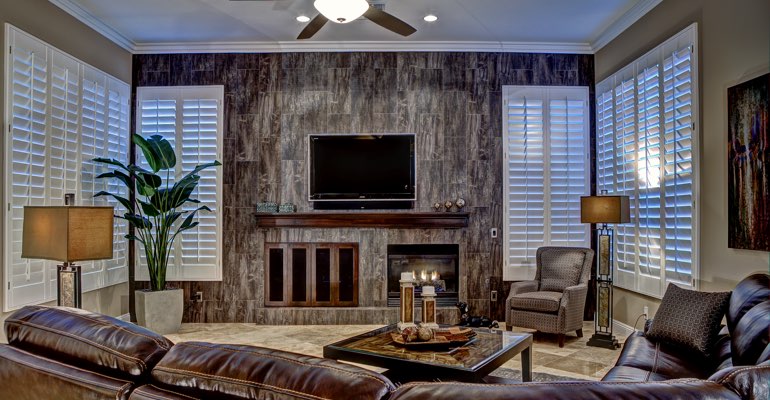 Cleveland living room with shutters