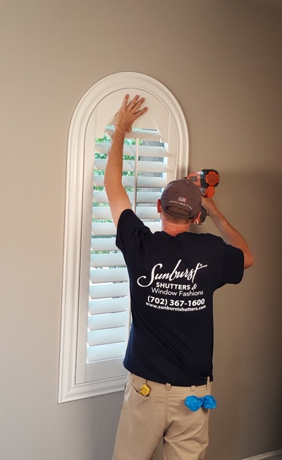 Shutter install in Cleveland living room