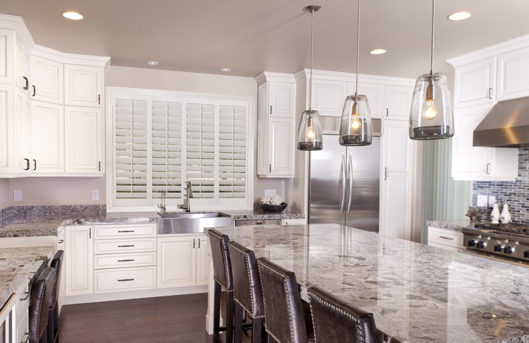 Kitchen Shutters In Cleveland, Ohio A kitchen window with plantation shutters